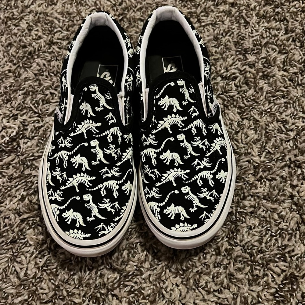 Boys size 2 Dino fossil Vans. Glow in the dark